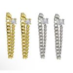 Boutique Solitaire Curb Chain Drop Earrings | Yellow Gold Filled Photo 1