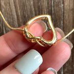 Swarovski Crystal Encrusted Open Heart Pendant On Gold Chain Necklace Photo 2