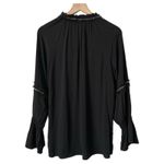 Devotion Twins Black Beaded Feather Trim V Neck Long Sleeve Blouse Size Small Photo 2
