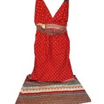 Vintage 1970's Rags by Kressandra Hippie Festival Floral Red Dress Halter XS Photo 1