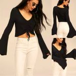 Jack by BB Dakota NWT Leia Black Flounce Sleeve Crop Top - Size: Medium Photo 11