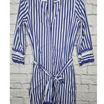 J. CREW Striped Tunic shirt Dress Belted blue white Cotton Poplin beach summer 0 Photo 2