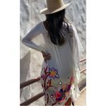Lovestitch Granada Caftan Women's One Size White Floral Embroidered 100% Cotton Photo 2