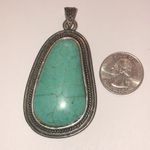 Silver Tone Faux Turquoise Semi Precious Stone Pendant Photo 1