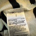 Old Navy  Women’s L Top T Shirt Striped Boat Neck Tie 3/4 Sleeve Nautical Black Photo 4