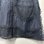 American Vintage Vintage 90s Black Boho Tunic Dress w/ Crochet Lace & Pockets Vintage Boho Black Photo 7