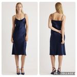 STAUD  Midi Slip Dress Size Medium Satin Dark Navy Blue Cocktail Party Minimalist Photo 1
