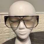 Oversize Square Shield Flat Top Exposed Lens Sunglasses. Black arms Photo 0