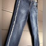 Karl Lagerfeld  PARIS Women’s Dark Wash Denim Jeans Cuff Side Fringe Sz 4 EUC Photo 1