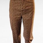 Coldwater Creek Brown & Cream Mosaic Print Flat Front Crops Size 4 Photo 0