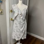 Bardot  floral silver metallic flutter sleeves‎ mini dress US 10 cocktail party Photo 1