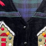 Velvet Black Vest with Holiday Gingerbread House Design Photo 3