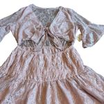 Free People Lala Dawn Rose Pink Lace Mini Dress Cutout Tie Front Size Medium NWT Photo 6