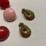 Lot of 5 Vintage /Modern Costume Earrings Clip On Screw On Pink Red Black Etc Photo 10