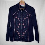 VTG Shenanigans‎ Cardigan Jacket Size L Blue Embroidered Floral Granny Cottage Size L Photo 1