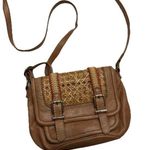 The Sak  Leather Crossbody Bag Pockets Tan Brown Adjustable Cane Ribbon Detail Photo 0