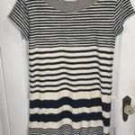Anthropologie Mauve Haven Soft Knit Striped Navy White Shift Dress W-640 Size M Photo 6