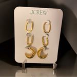J.Crew  Set of 3 Gold Earrings Elegant Sculptural Jewelry Photo 4