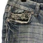 Rue 21 Y2K Twenty One Black  Denim Patchwork Embroidered Low Rise Blue Jeans 5/6R Photo 3