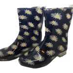 Daisy Floral Rain Boots Size 8 Blue & Yellow Photo 0