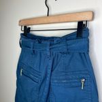Anthropologie Ellie Embroidered High-Waisted Paperbag Utility Pants Teal Size 0 Photo 4