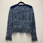 Milly NWT Kaia Textured Knit Cardigan Jacket & Skirt Set, Navy Multi | Small Photo 5