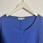 Hot Cotton Top Women XL Blue Lagenlook Pocket 3/4 Sleeve Minimal Modest Coastal Photo 3