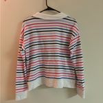 Talbots T by  Striped Pullover Top | XS | Long Sleeve Collared V-Neck Photo 1