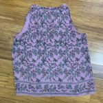 Max Studio Floral Print Tank Top Womens Size Large Purple Ruffle Neck Blouse Photo 3