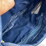 Vintage faux leather blue bow shoulder bag. Blue Photo 3