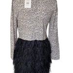 Tyler Boe Cheetah Feather tiered mock neck black Dress bell sleeved medium NWTs Photo 4