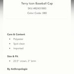 Anthropologie  Terry Icon Baseball Cap in Orange NEW Photo 5