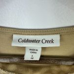 Coldwater Creek Top L Tan Lace Overlay Short Sleeve Stretch Blouse Boho Neutral Photo 1