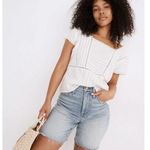 Madewell High Rise Mid Length Denim Shorts Woodvale Wash Size 23 Raw Hem Photo 0
