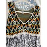 Free People Fair Isle Boho Knit Sweater Dress Crochet Trim Texture Fall Layering Photo 3