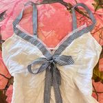 true vintage y2k 2000s italian coquette sailor plaid ribbon tie fairy tank top cami White Size One Size Photo 5