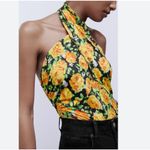 ZARA NWT Twist Neck Wallpaper Print Floral Halter Top Bodysuit Small Photo 2