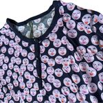 Anthropologie  Women’s Size M Navy Blue Pink Kiss Face Top Bottom Pajama PJ Set Photo 7