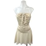 Tic Toc  Cream Gold Strapless Lace Up Party Night Club Corset Mini A-line Dress M Photo 1