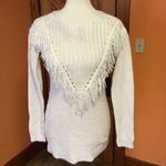 Xhilaration Boho Fringe Knit Sweater Cream Off-White Chunky Bohemian Pullover Photo 6