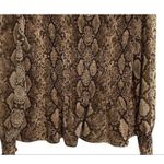 ZARA  Smock Ruffle Snake Print VNeck Sheer Blouse Long Sleeve S Brown Cream #3049 Photo 4