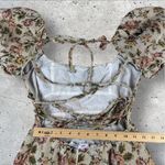 Sofie The Label Elyse Mini Dress‎ Floral Puff Sleeve Open Back Coquette Sz M Tan Size M Photo 6