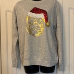 Workshop Republic Clothing  Gray Sweatshirt Gold Pug w/ Santa Hat Size Small Photo 0