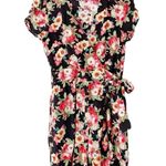 Forever 21  Floral Romper Black Multicolor Short Sleeve Tie Waist Size Medium Photo 0