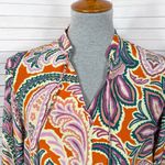 Tyler‎ Boe Maggie Paisley Print Silk Blouse Orange Multi Small Photo 5