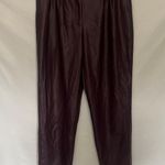 EXPRESS Faux Leather Y2K Straight Womens Pants Sz 4 Burgundy Mob Wife edgy Vegan Photo 11