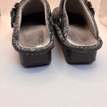 Alegria SEV-7513 Clogs Mules Womens 37 Black Silver Floral Leather Slip On Photo 3