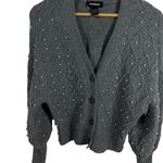 EXPRESS  Embellished V-Neck Balloon Sleeve Cardigan in Grey Size XS Photo 5