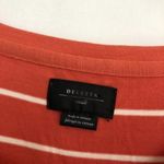 Anthropologie DELETTA Pinched Tunic Orange White Stripe Short Sleeve Rayon Boho Photo 4