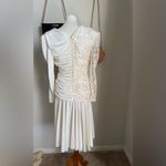 NWT Vintage 80s "Filigree Collection" Sequin Lace Long Sleeve Ruched Dress, 14 White Size 8 Photo 4